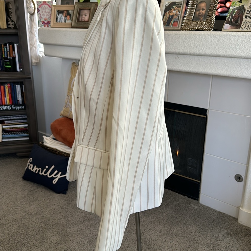 Anne Klein Blazer Jacket in Cream with Tan stripes. NWT - Picture 9 of 13
